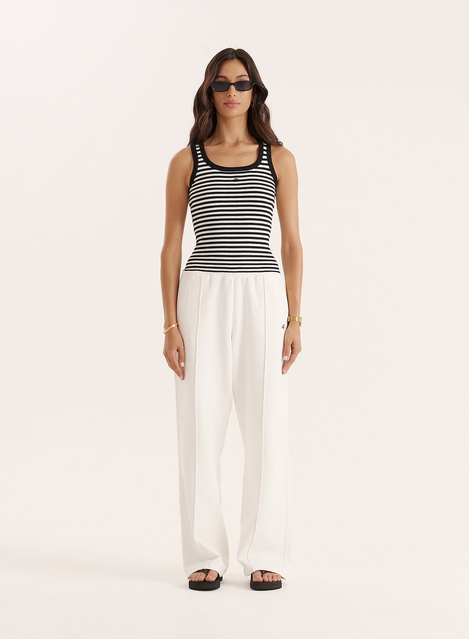 Black And White Stripe Knitted 4th Vest Top